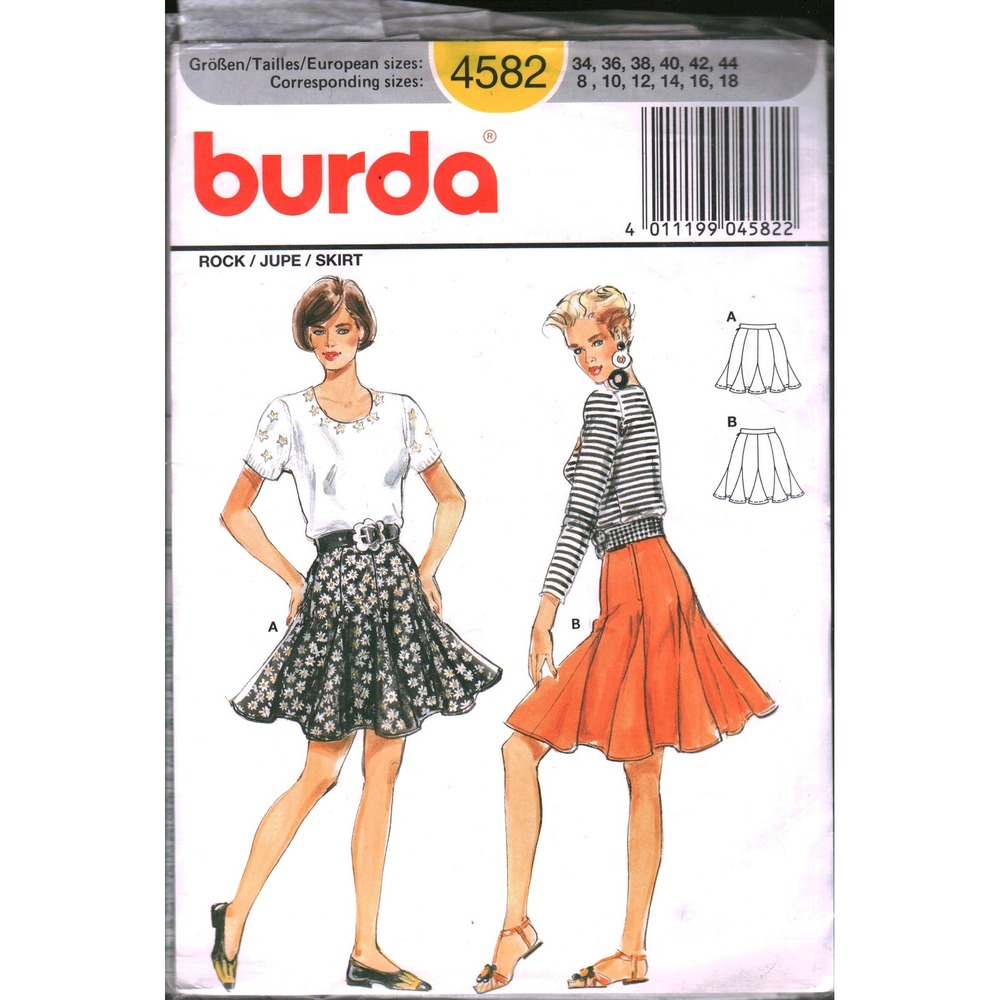 Burda 4582 Flared Skirt Sewing Pattern Sizes 8-18 Paneled Rock Jupe cut